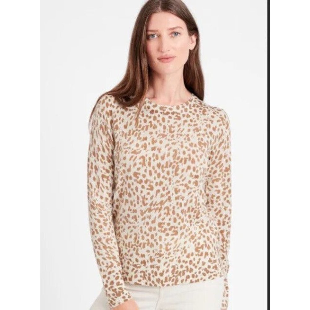 NWT Women's Banana Republic Animal Print Crew Neck Sweater Sz XL